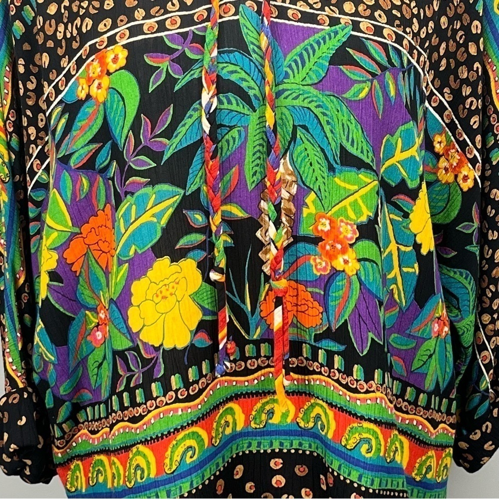 Carole Little Vintage 80’s tropical animal print dolman sleeve top, size 8. - Picture 7 of 9